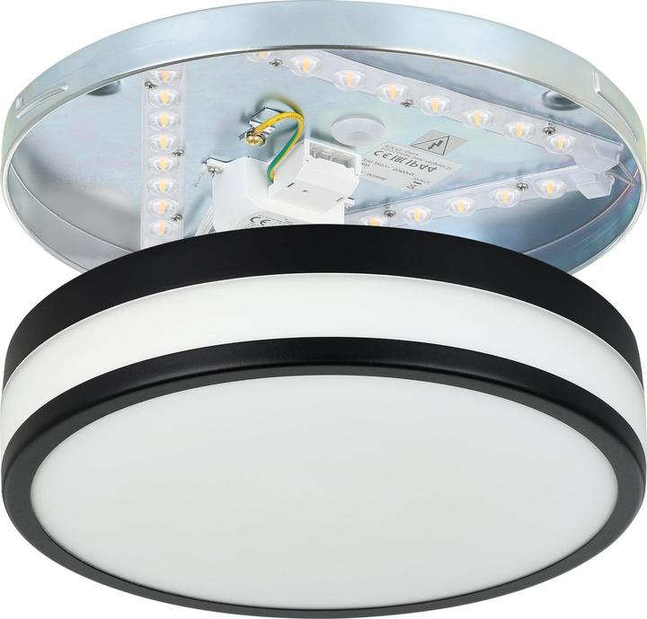 Immagine prodotto EGLO 900846 LED PALERMO Lampada da parete/soffitto a LED 3x5.7W Ø300mm Nero Bianco Bianco caldo IP44 (2100 lm)