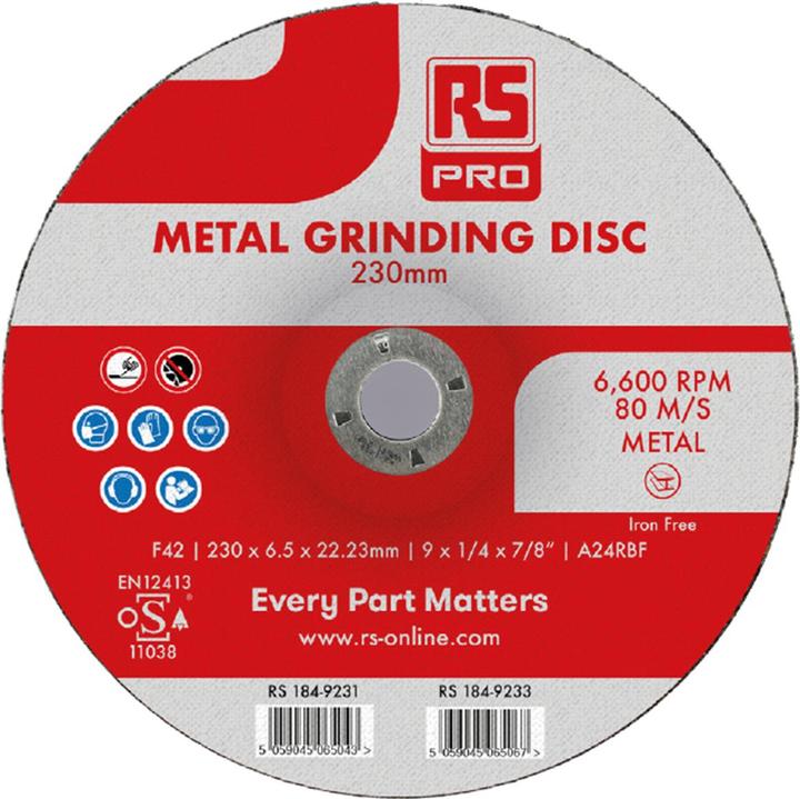 Produktbild Rs Pro Aluminiumoxid Schleifscheibe Ø 230mm / Stärke 6.5mm, Korngrösse P120 (P120)