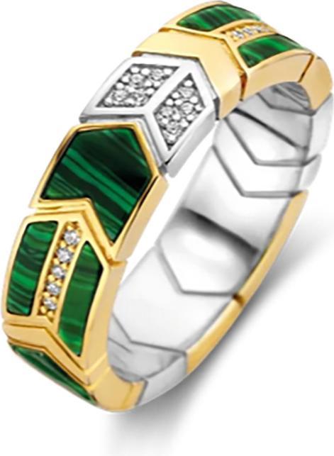 Immagine prodotto Ti Sento Milano Anello verde malachite bicolore placcato oro 12202MA (56, 925 Argento)
