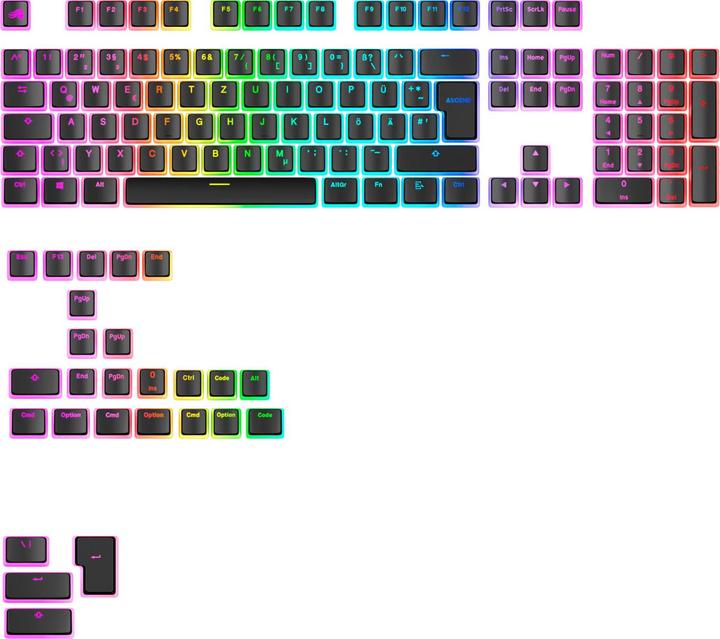 Actual product image Glorious Aura V3 Keycaps, ISO Layout (DE), PBT, Doubleshot - Black