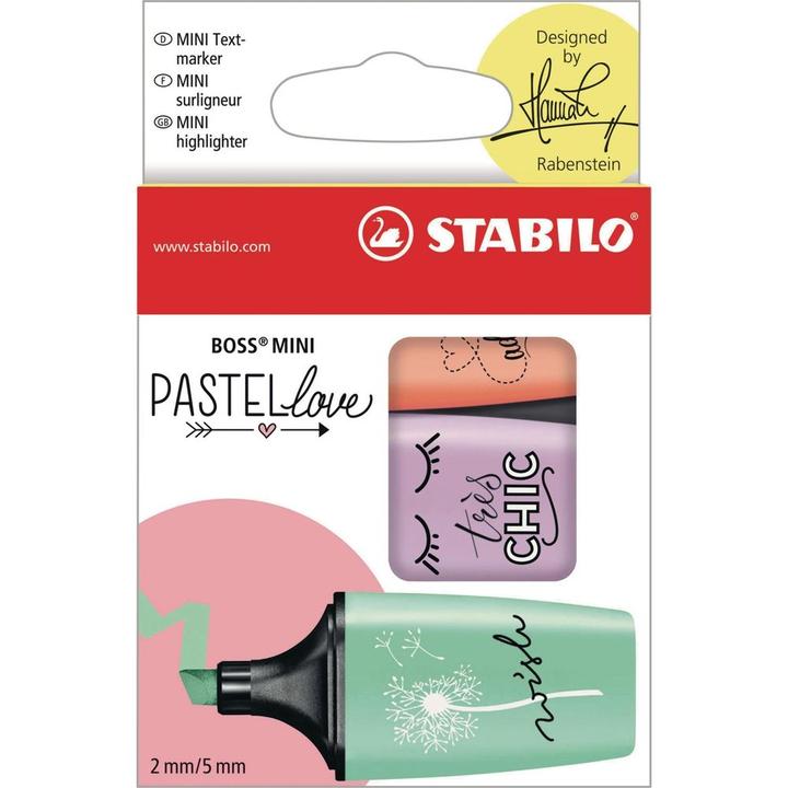 Actual product image STABILO BOSS Highlighter MINI Pastel (Green, Lilac, Orange, 5 mm, 3 x)