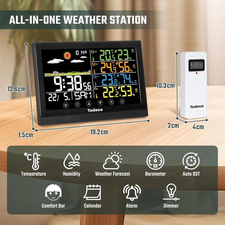 Actual product image Todeco Funk-Wetterstation mit 3 Aussensensoren