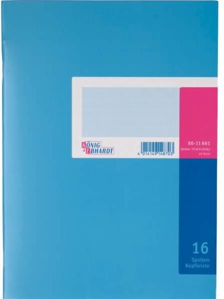 Immagine prodotto König & Ebhardt Libro colonne DIN A4 azzurro/magenta 16 colonne 40 fogli (40 x)