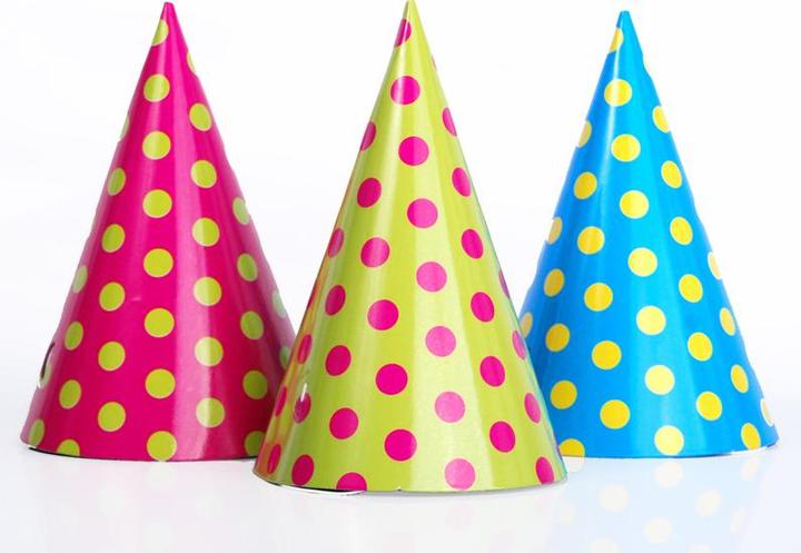 Partydeco Party Hats Dots, mix, 16cm (1 pkt / 6 pc.)