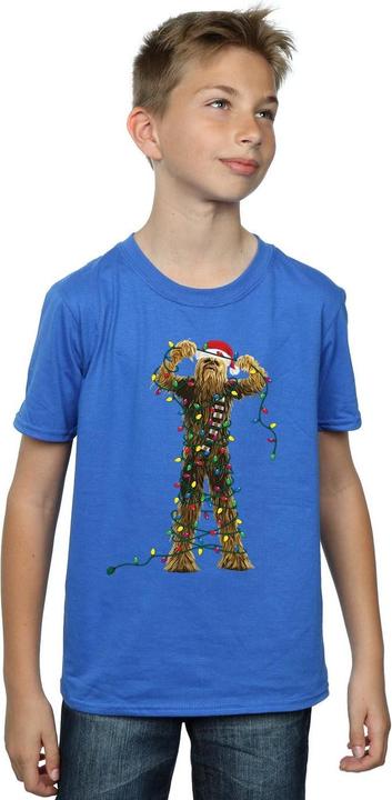 Actual product image Star Wars Boys Chewbacca Christmas Lights T-Shirt (152, 158)