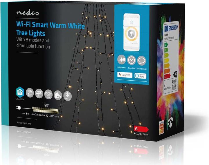 Immagine prodotto Nedis SmartLife LED decorativo | Wi-Fi | Bianco caldo | 200 LED | 10 x 2 m | Android™ / IOS (2 m)