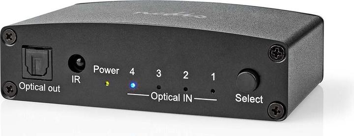 Image du produit Nedis Commutateur audio numérique | 4 voies | Connecteurs - Entrée : DC Power / 4x TosLink | Connecteurs (0.05 m)