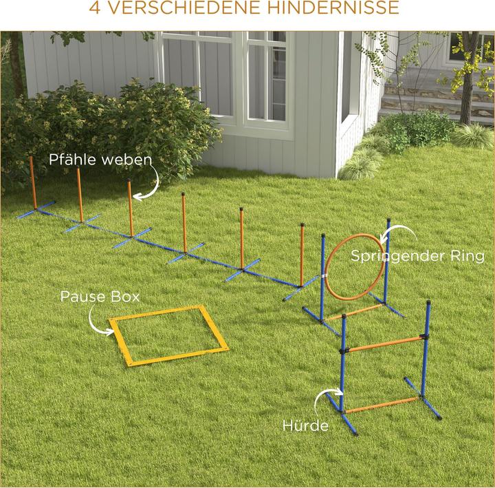 Produktbild PawHut Hunde Agility Set Kunststoff, Oxfordstoff Orange+Blau (Agility)