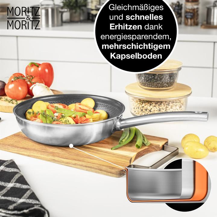 Image du produit Moritz & Moritz Poêle en acier inoxydable à structure alvéolaire 24cm avec revêtement céramique de dernière (Ensemble de casseroles et de poêles de cuisson, Acier inoxydable)