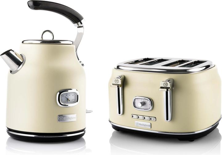 Westinghouse Set colazione retrò, tostapane a 4 scomparti + bollitore da 1,7 l (1.70 l)