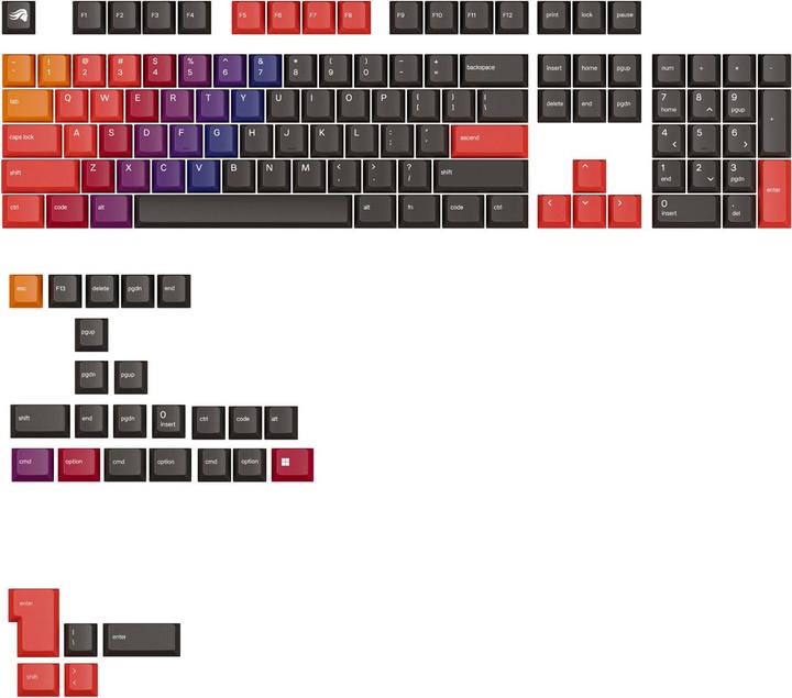 Produktbild Glorious GPBT Gradient Keycaps, ANSI Layout (US), PBT, Dye-Sub - Celestial Fire