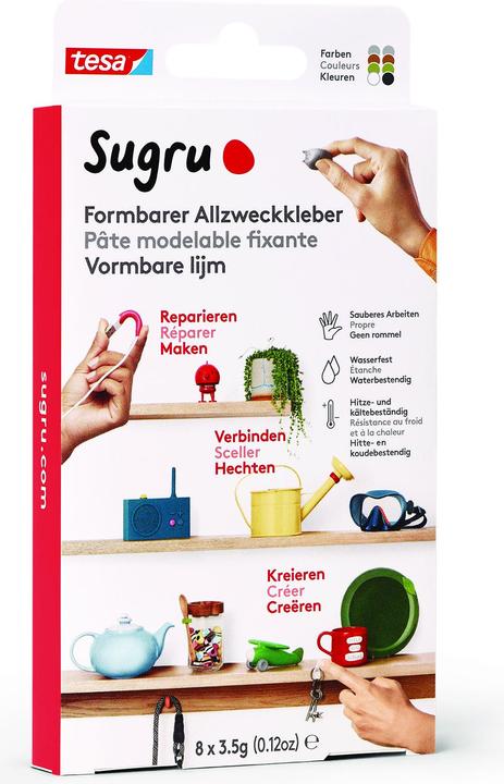 Actual product image Sugru by tesa Sugru 8x mouldable all-purpose adhesive, versatile adhesive putty for decorating, gluing & repairing (28 g)