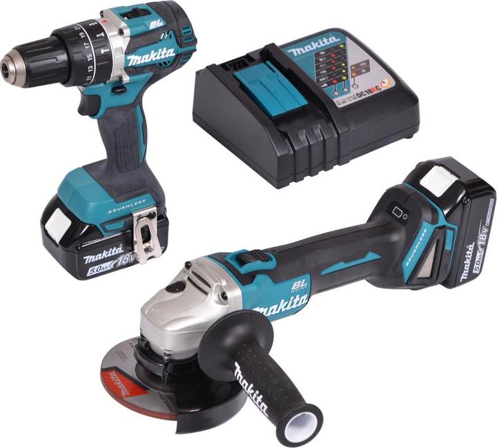 Actual product image Makita DLX2210TJ1 18V Li-Ion accu klopboor-/schroefmachine (DHP484Z) & haakse slijper (DGA506) combiset in