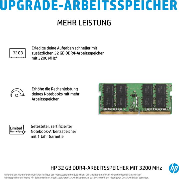 Produktbild HP DDR4 3200 SODIMM Mem Asia (1 x 32GB, 3200 MHz, DDR4-RAM, SO-DIMM)