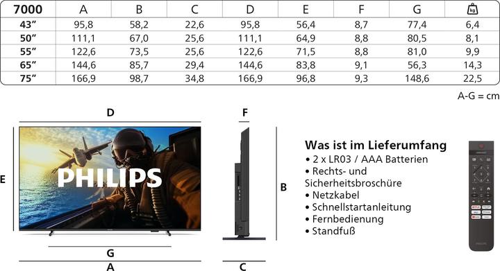 Produktbild Philips 55PUS7000/12 (55", PUS7000, LED, 4K, 2025)