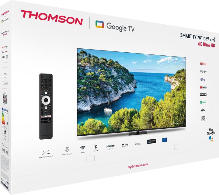 Image du produit Thomson TV 75 4k Smart UHD T2/C2s2 Google TV Frameless Piede (75", LED, 4K)