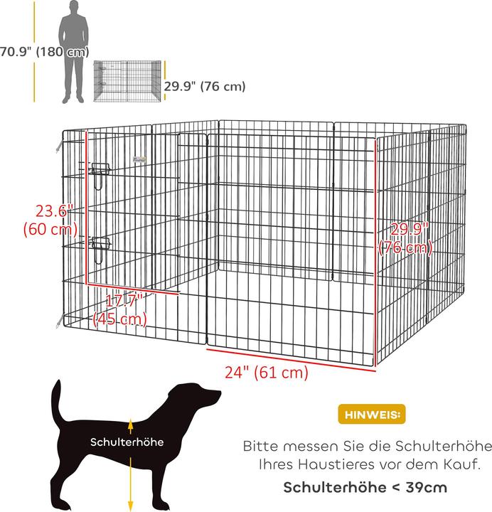 Produktbild PawHut Welpenauslauf Metall Schwarz