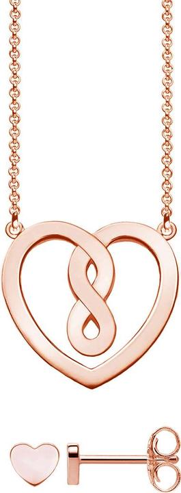 Actual product image Thomas Sabo Set necklace/ear studs heart rose gold plated SET0558-415-40-L42v (925 Sterling silver, 42 cm)