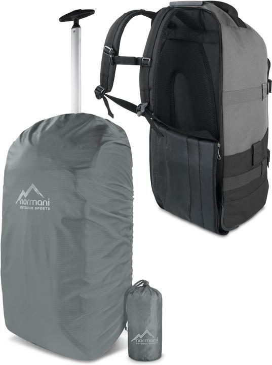 Produktbild Normani Reisetasche mit Rucksackfunktion 90L mit Regenüberzug Schwarz/Grau (90 l, L (90 - 115l))