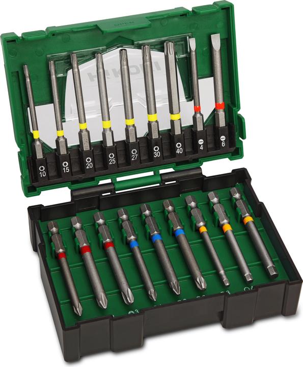 Actual product image Hikoki Bit Box 18 pcs 75 mm (Maxi) (PZ1 / PZ2 PZ3)