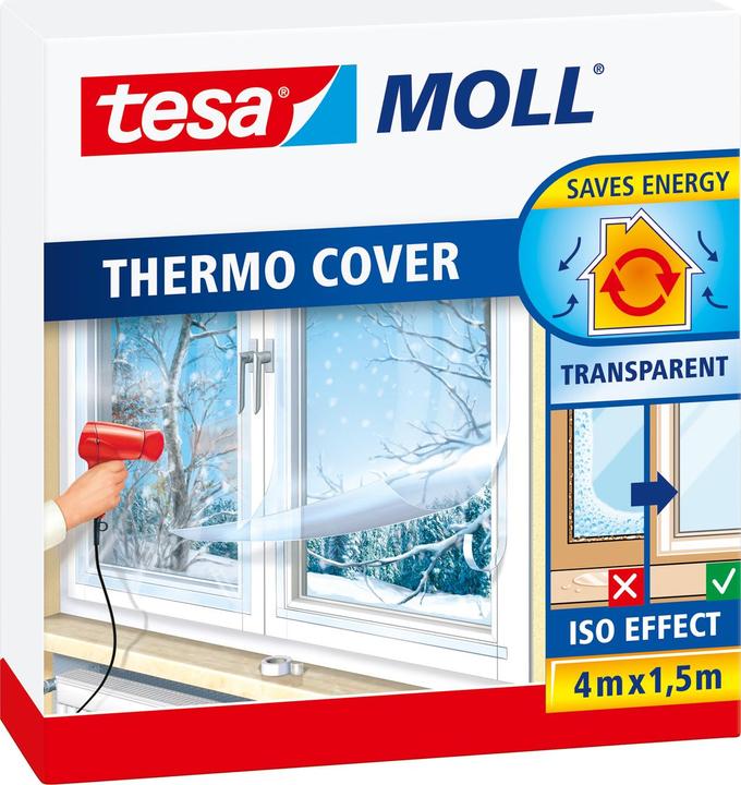 tesa tesamoll THERMO Isolierfolie zur Wärmedämmung an Fenstern (1500 mm)