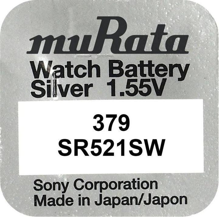 Actual product image Murata Button cells 379 (SR63, 16 mAh)