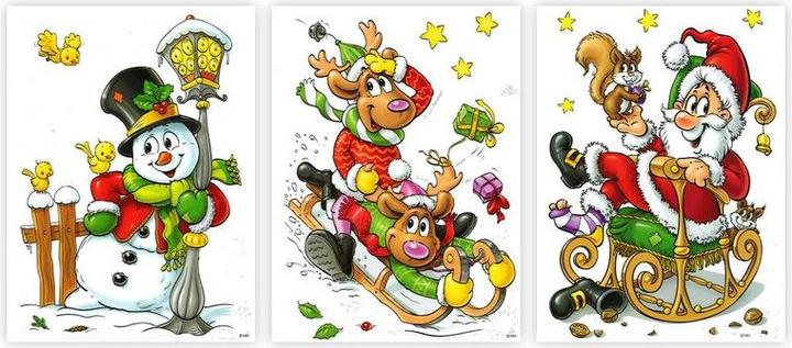 Hermex 9er Set Fensterbilder Weihnachtsmotive Sticker Haftbild Fensterdeko
