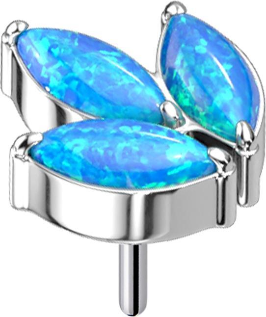 Produktbild Star Piercing Threadless silber drei Oval Opale blau (Titan G23, ohne Messing)