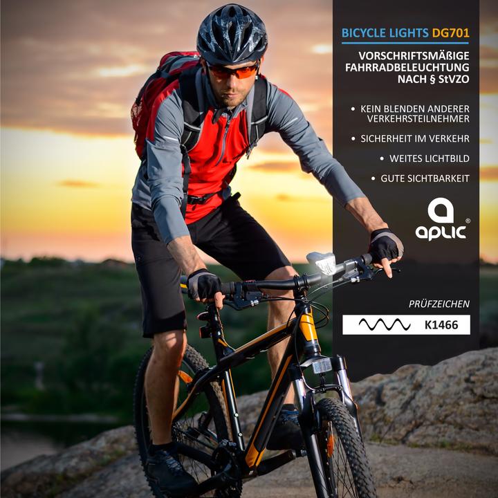 Image du produit Aplic Feu de vélo LED, feu avant, feu avant de vélo rechargeable avec 50 LUX, feu de vélo, homologué StVZO (300 lm)