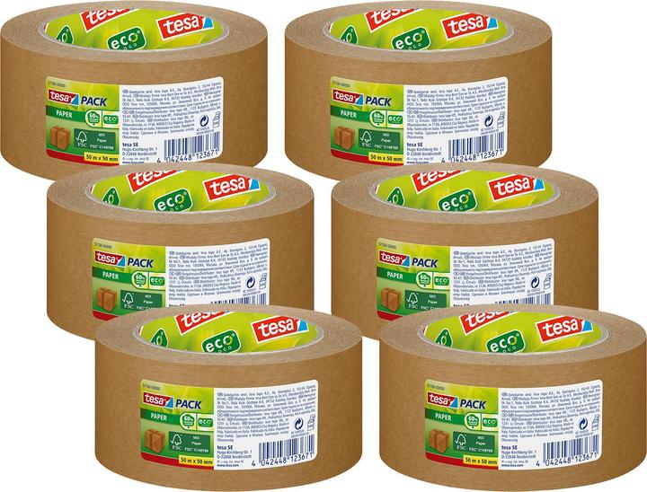 Actual product image tesa 6x PAPER ecoLogo packing tape (50 mm)