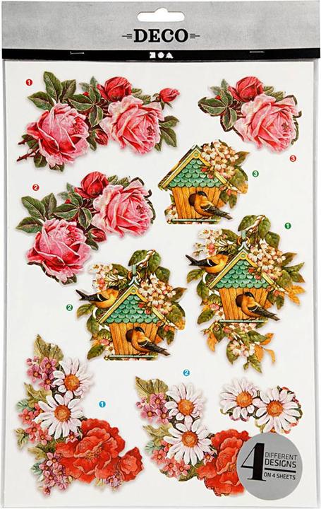Image du produit Creativ Company Feuilles 3D fleurs et oiseaux, 4 feuilles (4 x)