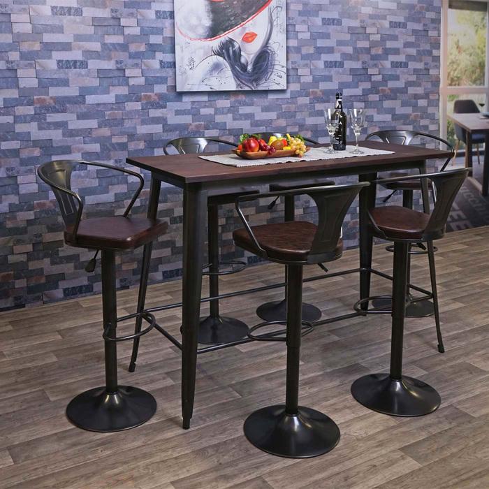 Produktbild Swisshandel24 Bartisch, Hochtisch Tresentisch, Industrie-Design Ulme Holz FSC-zertifiziert 106x147x60cm vintage sc