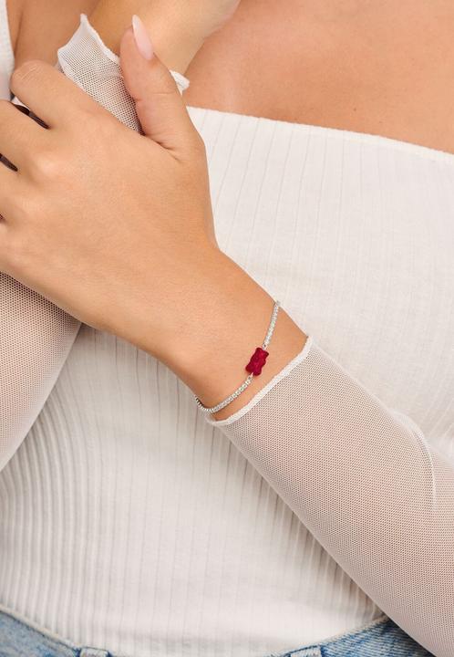 Produktbild Thomas Sabo Tennisarmband mit rotem Goldbären Silber (19 cm, Silber 925)