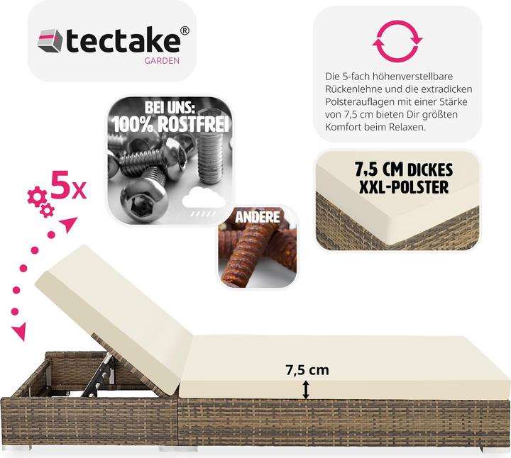 Actual product image tectake Sun loungers rattan (184 cm)