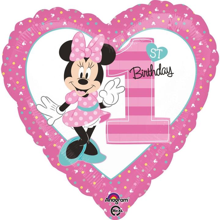 Actual product image Magni Foil Balloon Disney Minnie 1st Birthday 43cm