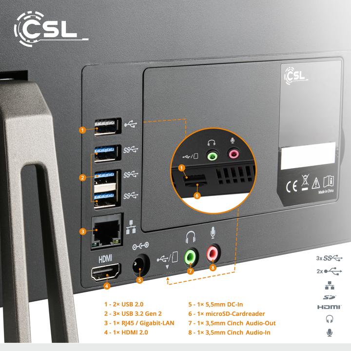 Produktbild CSL All-in-One-PC Unity F27B-ALS 256 GB 16 GB RAM Win 11 Home (16 GB, 256 GB, Intel UHD Graphics)