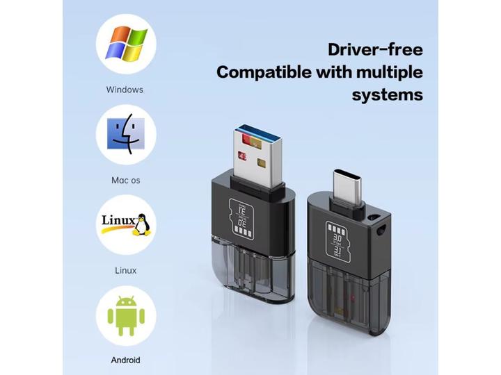 Produktbild PowerGuard USB-C USB-A OTG to MicroSD Cardreader Photo File Adapter (USB, Micro USB, USB-C)