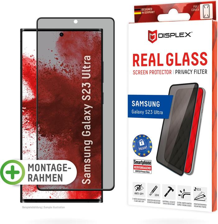 Produktbild Displex Real Glass, Privacy Full Cover Panzerglas (1 Stück, Samsung Galaxy S23 Ultra)
