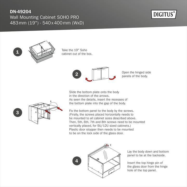 Produktbild Digitus 19" 9HE Wandgehäuse, SOHO PRO 459 x 540 x 400 mm, grau (9 HE, 19 Zoll Rack)