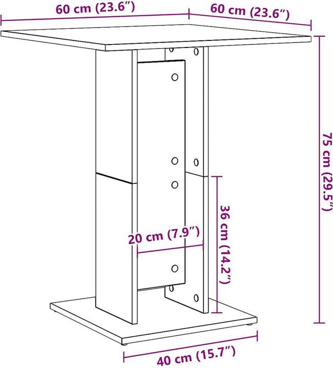 Immagine prodotto VidaXL Bistrotisch (60 x 60 x 75 cm)