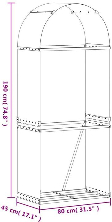 Immagine prodotto VidaXL Kaminunterstand (80 x 45 x 190 cm)