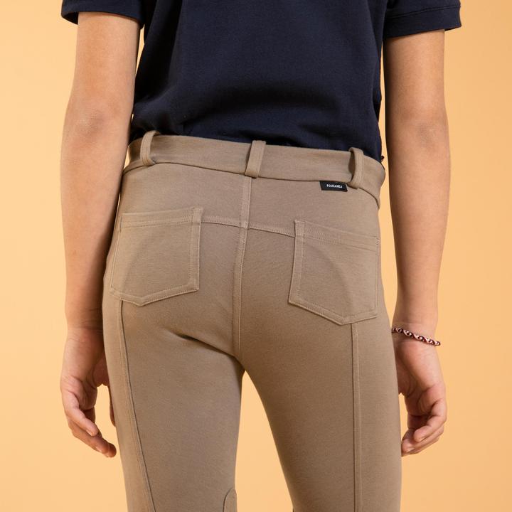 Image du produit Fouganza Pantalon d'équitation 140 avec fond à genoux enfants marron (128)