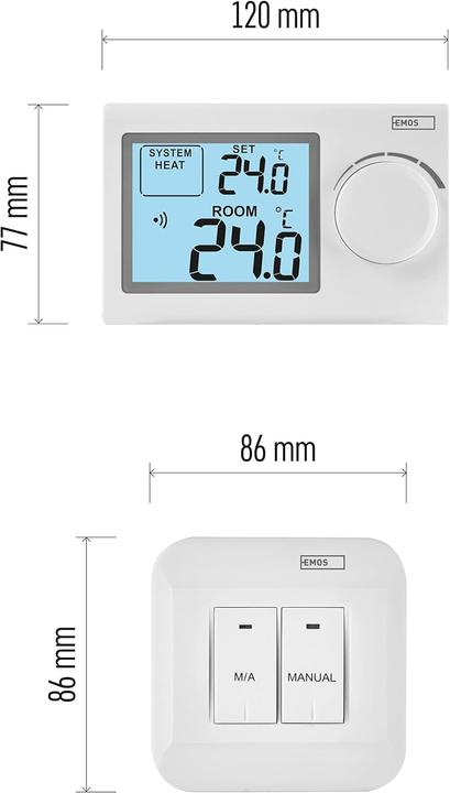Actual product image Emos Room manual wireless thermostat P5614
