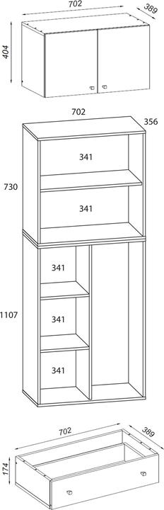 Immagine prodotto VCM Holz Besen Putzschrank Lona mit Drehtüren Schublade Aufsatz (70 x 39 cm)