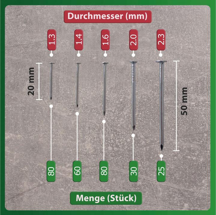Image du produit Quadrios Assortiment de clous en acier 275 pièces (275 pièce(s), 2 mm)