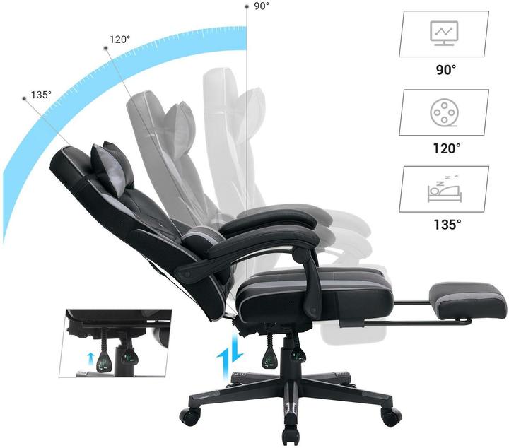 Image du produit Songmics Chaise de jeu, OBG073B03V1 Similicuir gris, piétement noir