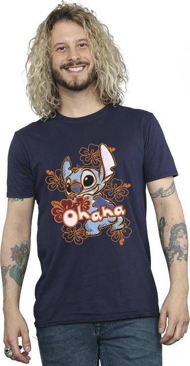 Immagine prodotto Disney Lilo And Stitch Ohana Orange Hibiscus Maglietta Uomo (XXL)