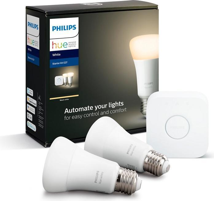 Produktbild Philips Hue White Starter Set (E27, 9.50 W, 1055 lm, 2 x, F)
