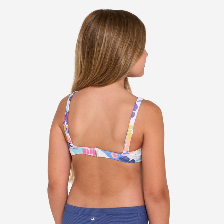 Produktbild Olaian Bikini-Oberteil Mädchen Bustier geblümt verstellbar 500 Nora weiss (140)