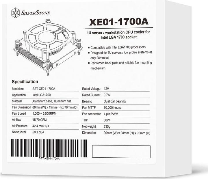 Nährwerte und Zutaten Silverstone SST-XE01-1700A CPU Kühler (28 mm)